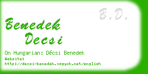 benedek decsi business card